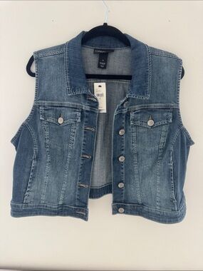Lane Bryant Blue Denim Sleeveless Jacket Vest